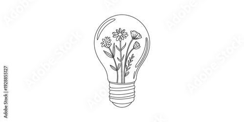 A woman working on a laptop surrounded by financial data charts and graphs in one line art style Vector, illustration