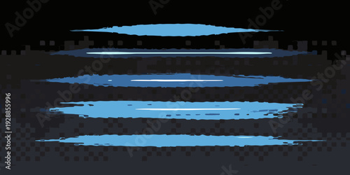 Abstract blue shapes resembling water or clouds against a dark background