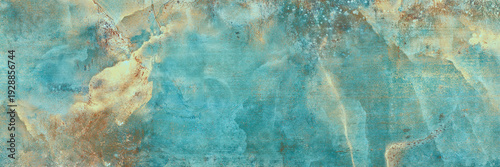 base of deep aqua, bright teal, and seafoam green vein of creamy gold and rust-brown