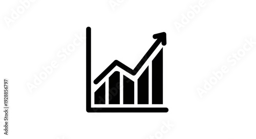 Growing bar chart with upward trending arrow icon.