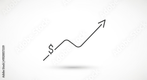 Hand drawn dollar sign graph showing upward trend.