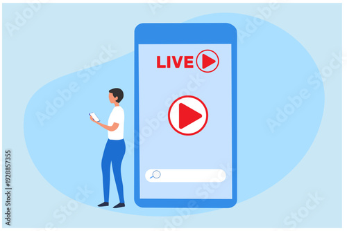 Live streaming youtube concept vector illustration