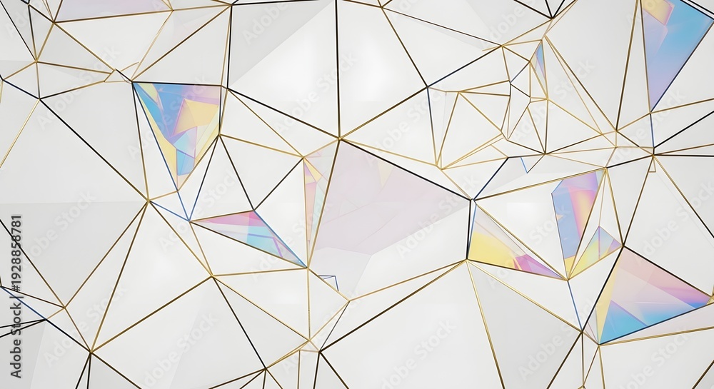 Obraz premium Abstract Geometric Network with Iridescent Highlights.