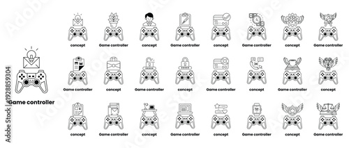 A collection of game controllers with the word controller at the top