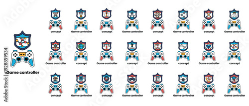 A collection of game controllers with different colors and designs