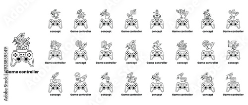 A black and white image of a video game controller with a list of different cont