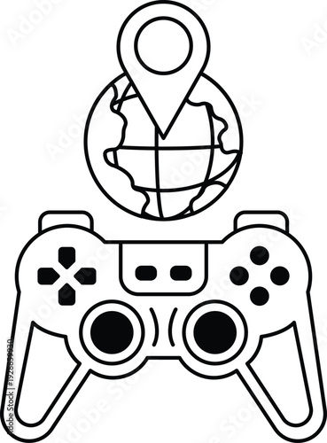 A video game controller with a globe and a map on it