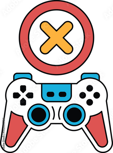 A black and white image of a video game controller with an X on it