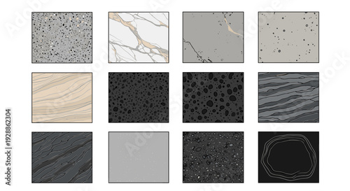 Collection of textured stone and wood surface backgrounds for design