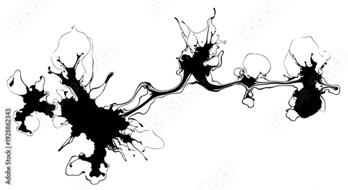 Abstract black ink splashes and strokes