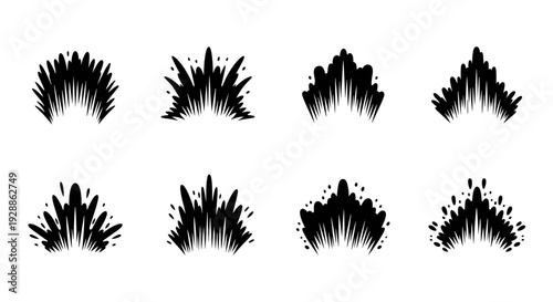 Collection of black abstract spiky shapes