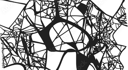 Abstract black and white tangled lines creating a complex pattern