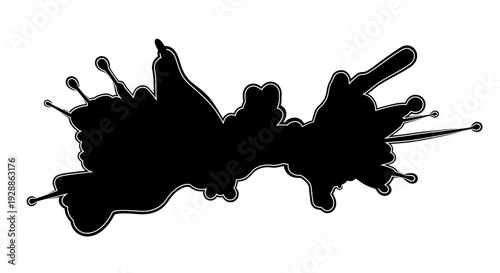 Abstract black ink splash on with dynamic shape