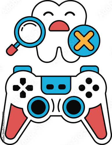 A black and white image of a video game controller with a toothbrush