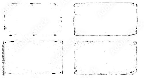 Set of four vintage grunge rectangular frames with distressed texture