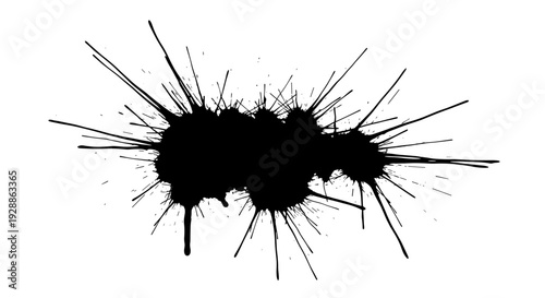 Black ink splatter on with abstract artistic design