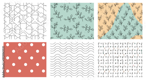Collection of six festive and decorative patterned backgrounds for design