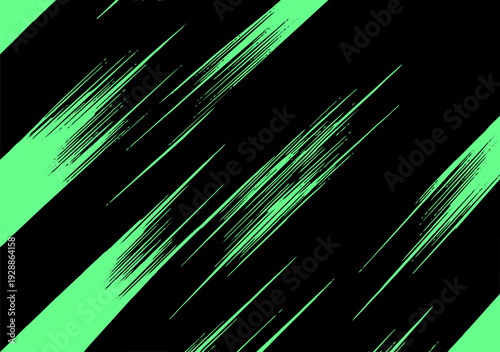 Abstract sport  background with energetic diagonal brush strokes in green and black colors.