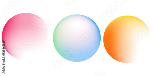 Set color circle gradient noise gradation. Abstract colorful watercolor blur mesh on isolated transparent background. Circle shape png.