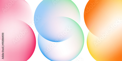Set color circle gradient noise gradation. Abstract colorful watercolor blur mesh on isolated transparent background. Circle shape png.