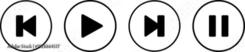 Media control buttons for play, pause, rewind, and fast forward