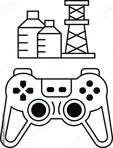 A black and white image of a video game controller with a black