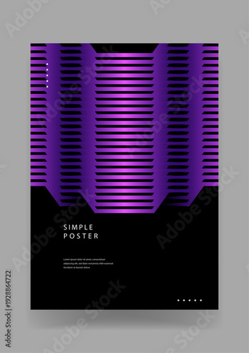 Dark black background with glowing purple metallic horizontal lines creating a futuristic architectural structure for cyberpunk event poster