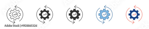 Gear refresh and error icons a versatile vector set for system processes, updates, and maintenance troubleshooting