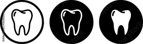 Dental icons set with tooth outlines in circles