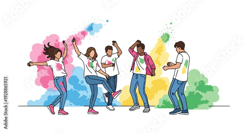 Friends Dancing With Festive Powder Clouds