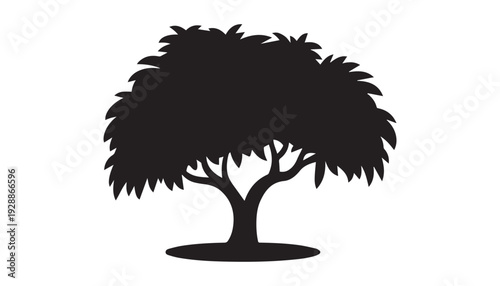 black color mango tree of silhouette vector illustration, solid white background
