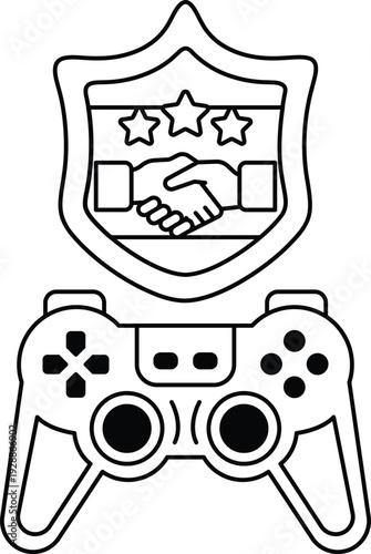 A white and black image of a video game controller
