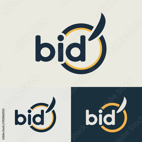 Modern bid logo design with yellow and dark blue color scheme