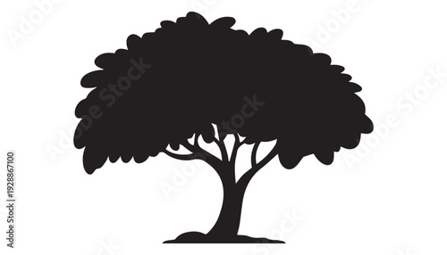 black color mango tree of silhouette vector illustration, solid white background