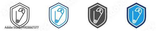 safety pin icon set multiple style