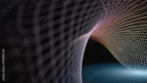 Colorful wavy lines creating an abstract spectrum on a dark background