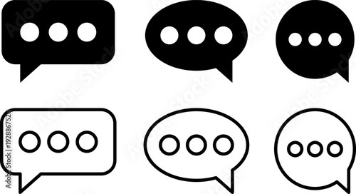 Set of modern chat and speech bubble icons for digital communication