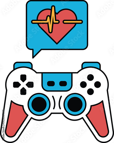 A black and white image of a video game controller with a heart on it