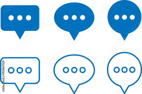 Blue chat bubble icons for digital communication and messaging