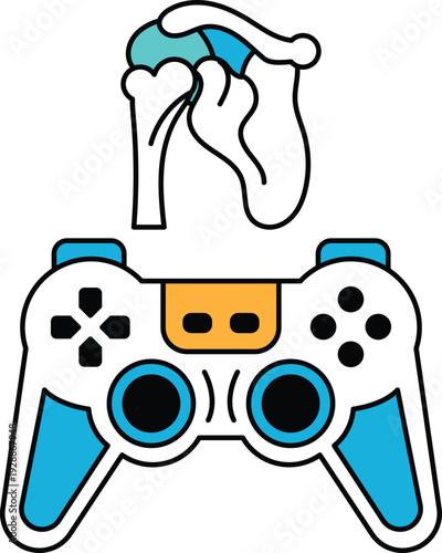 A black and white image of a video game controller with a bone and a heart on it
