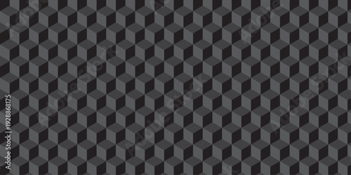 Black cube seamless creative cubes decoration triangle wall and wallpaper textile vector square tile, mosaic endless repeat hexagon block texture background.