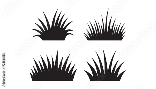 black color grass set of silhouette vector illustration, solid white background