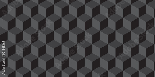 Black cube seamless creative cubes decoration triangle wall and wallpaper textile vector square tile, mosaic endless repeat hexagon block texture background.