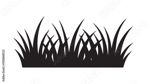 black color grass of silhouette vector illustration, solid white background