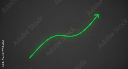 Green arrow graph showing upward trend on dark background.