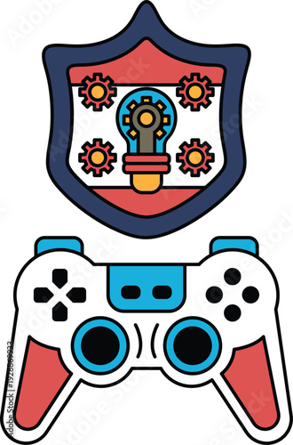 A black and white drawing of a video game controller