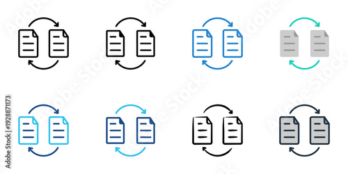 Document Exchange icons set multiple style collection. Editable stroke 
