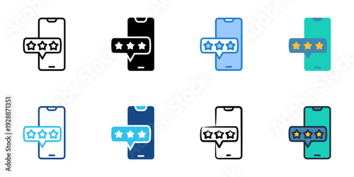 Online Reviews icons set multiple style collection. Editable stroke 

