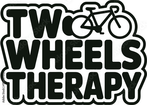 Two wheels therapy bicycle illustration graphic text logo.