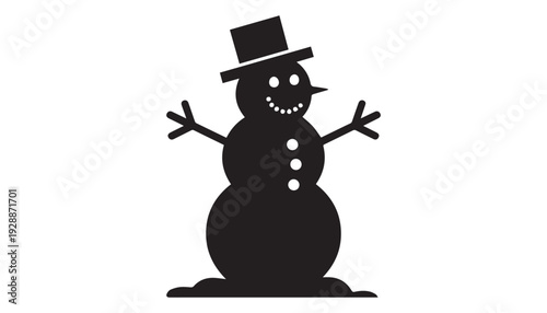 black color snowman of silhouette vector illustration, solid white background